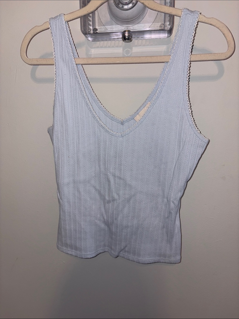 Universal Thread Light Blue Ribbed V-Neck Tank